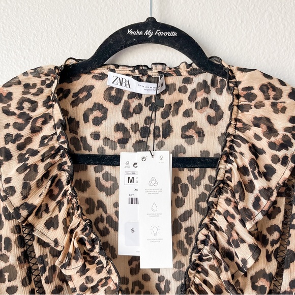 ZARA Animal Print Cropped Blouse NWT - Picture 5 of 11